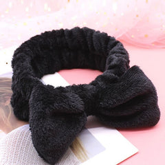 Plush Headband Wash Make up Bowknot Hair Band