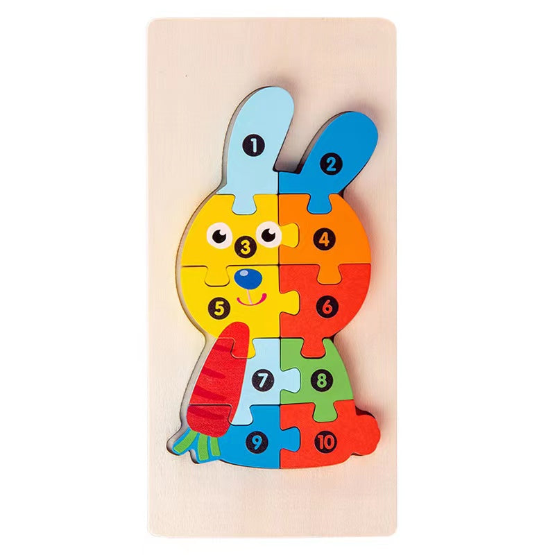 Montessori Wooden Toddler Puzzles Dinosaur Toy 3D Puzzle Educational