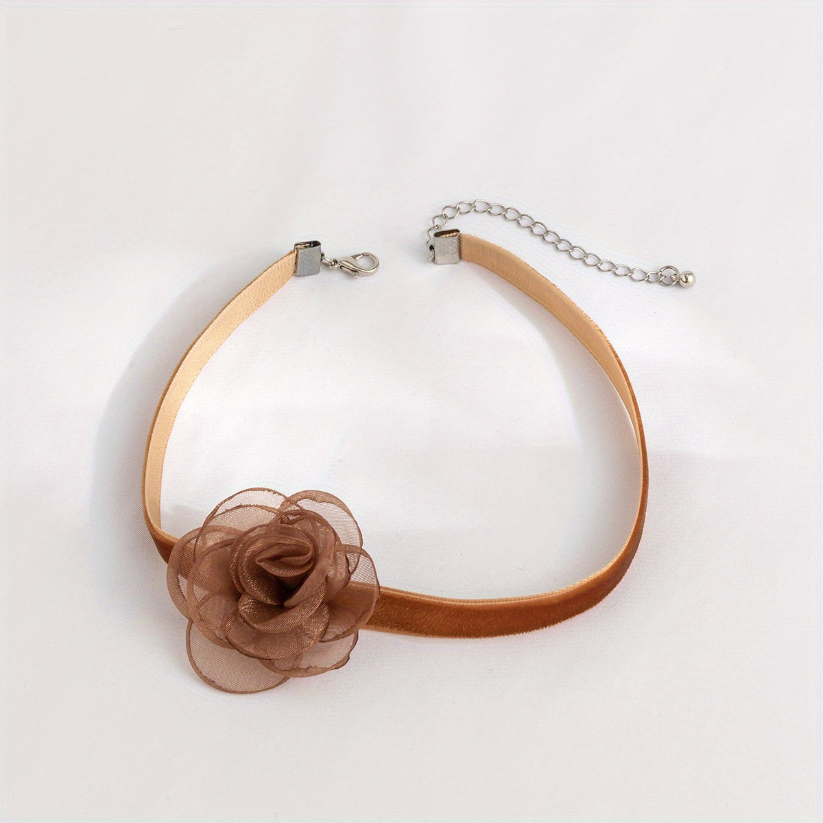 Vintage Flower Charm Choker Necklace Camellia Necklace for Women