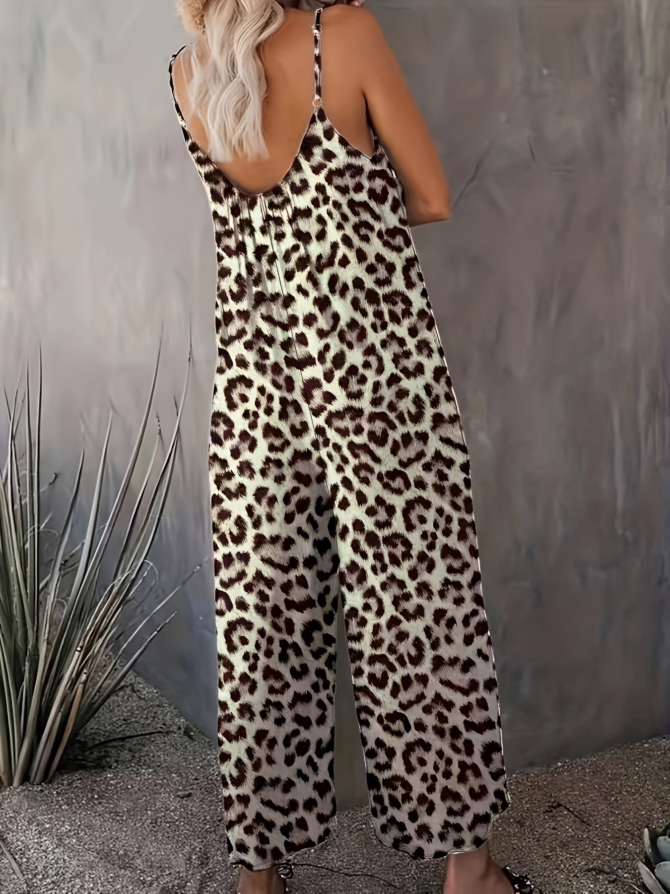  Leopard Print Cami Jumpsuit with Pockets