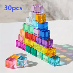 Colorful Acrylic Building Blocks Toys - Set of 30pcs High Transmittance Blocks