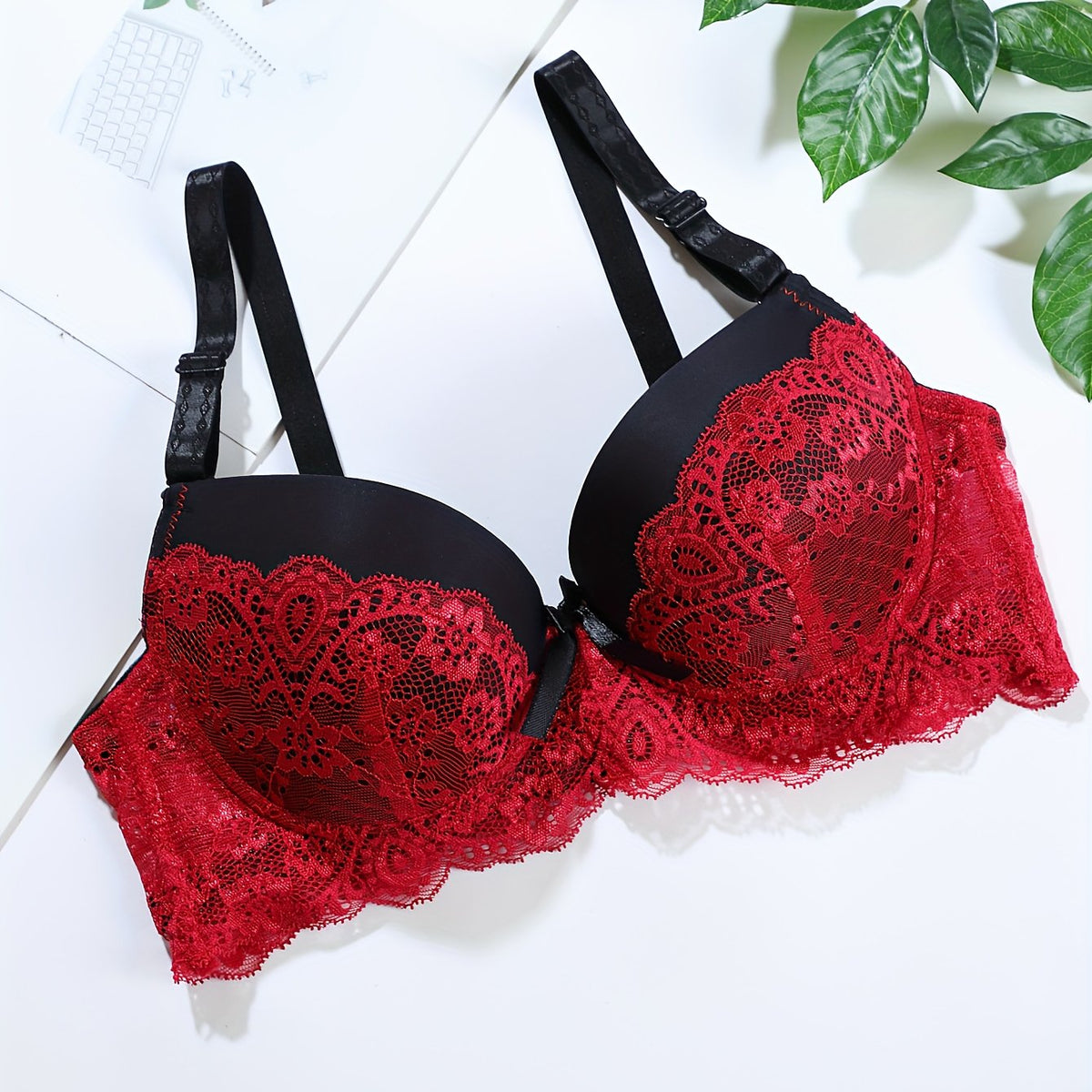 Lace Push Up Bra Breathable Bow Tie Lingerie