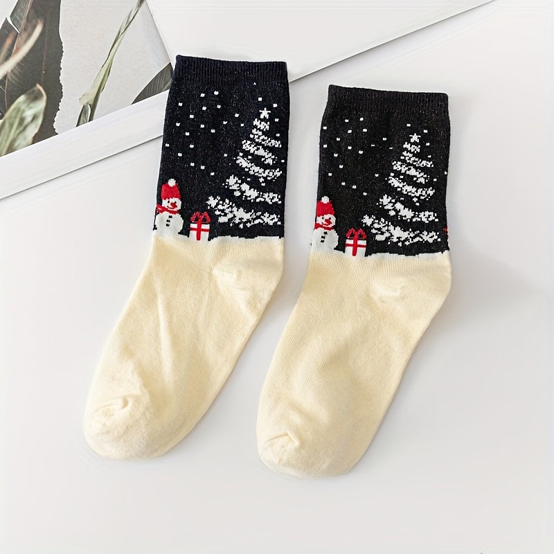 5 Pairs Christmas Pattern Socks Women's Stockings