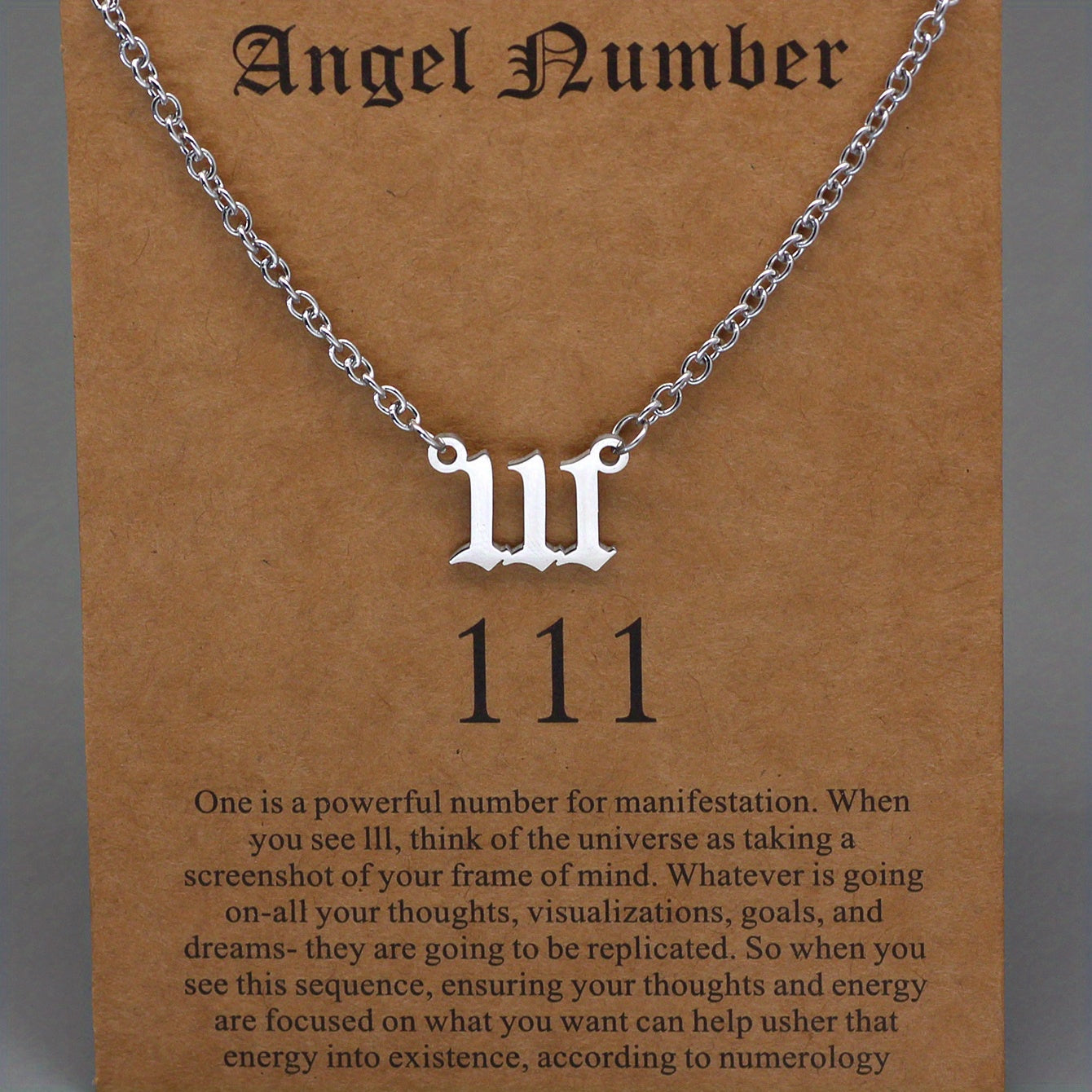 Men's Angel Number Pendant Necklace Stainless Steel Lucky Necklace