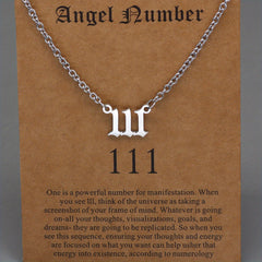 Men's Angel Number Pendant Necklace Stainless Steel Lucky Necklace