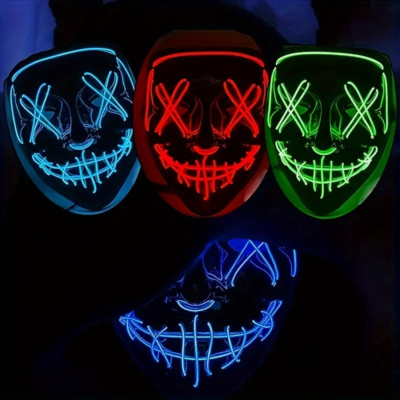 Men's Halloween LED Light Up Scary Mask Cosplay Costume Masquerade Party