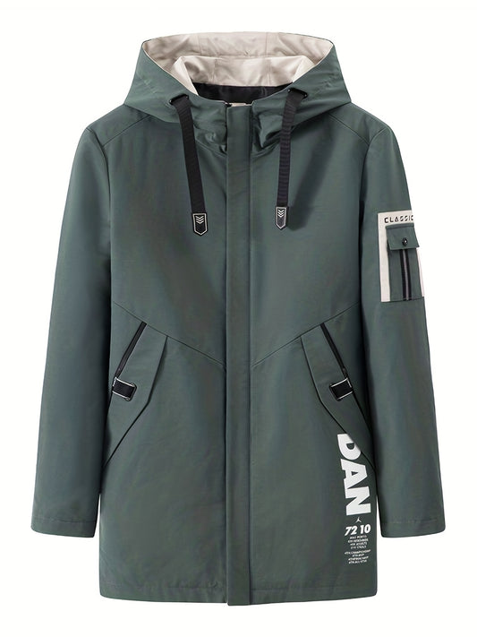 Men's Hooded Windbreaker Jacket Zip Up Coat