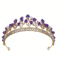 Faux Pearl Rhinestone Tiara Wedding Hair Accessory