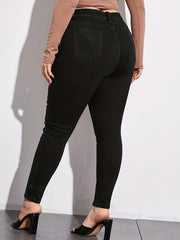  High Rise Skinny Jeans with Button Fly