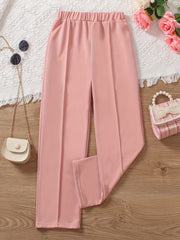 Girls' Line Stitching Elastic Waist Casual Pants - Kid Girl's Bottoms