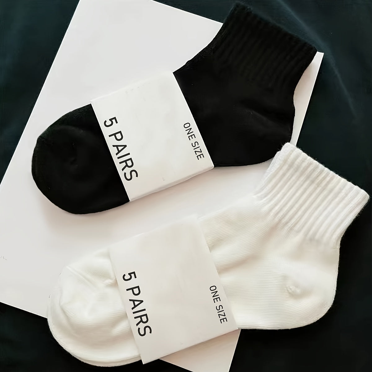 5 Pairs Women's Crew Socks Comfortable Solid Ankle Stockings