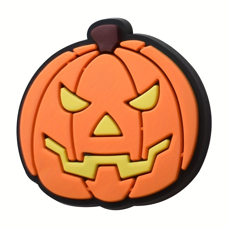 17pcs Halloween Pumpkin Shoe Charms for Clogs Sandals PVC Shoe Decorations