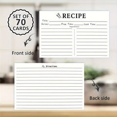 70pcs Recipe Cards Double Sided Blank For Bridal Shower And Wedding