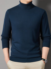Men's Turtle Neck Knit Sweater Warm Solid Pullover for Fall Winter