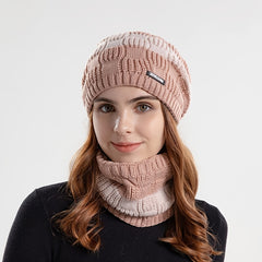 Knit Hat Scarf Set Winter Warm Earmuffs Women Men Gift