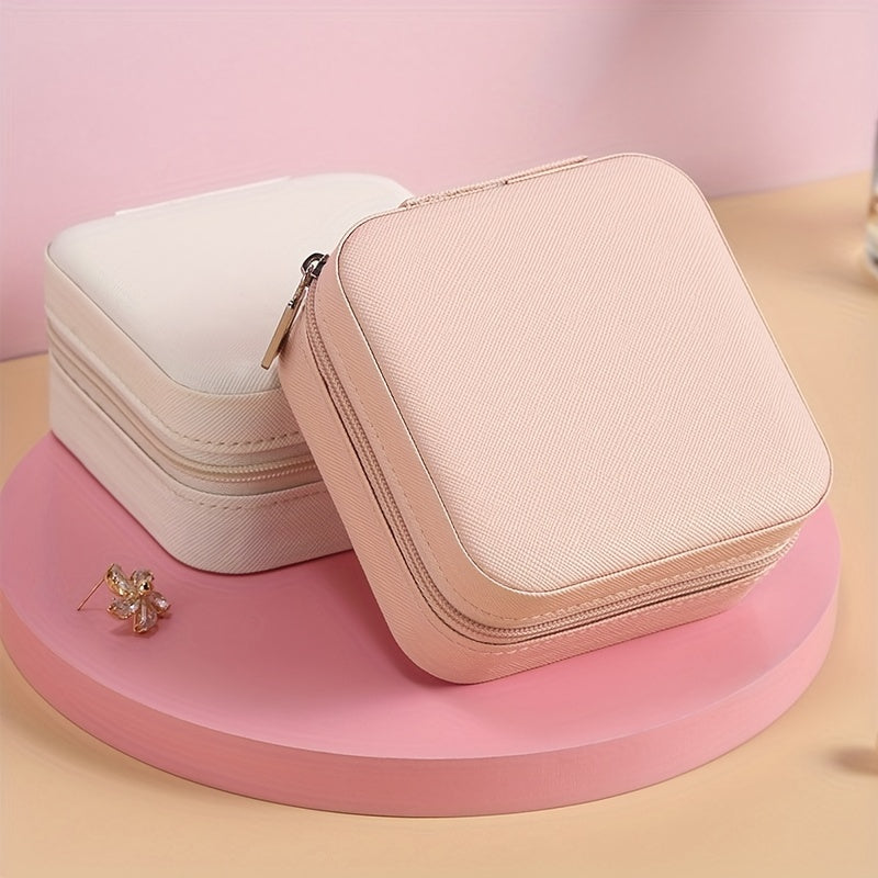 Mini Zipper Jewelry Organizer Box Small Jewelry Storage Case