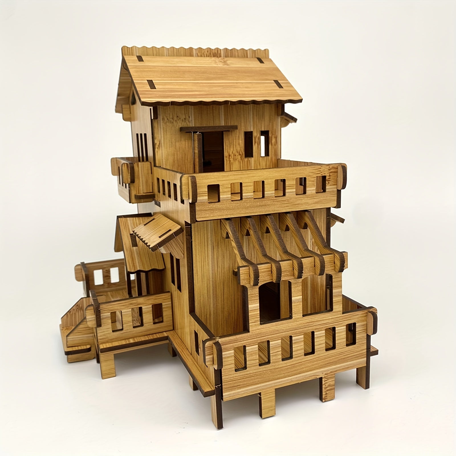 Wooden 3D Puzzle Building Models Western House DIY Kit