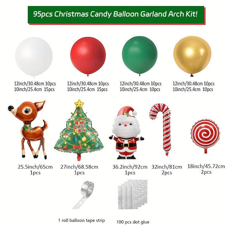 95pcs Christmas Balloon Arch Set Santa Claus Deer Design