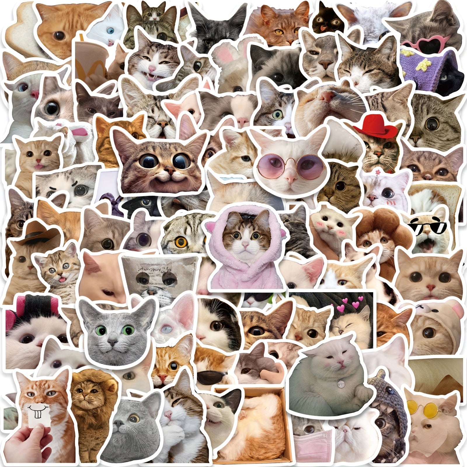 100pcs Cat Expression Package Stickers Funny DIY Cat Head Stickers