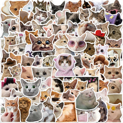 100pcs Cat Expression Package Stickers Funny DIY Cat Head Stickers