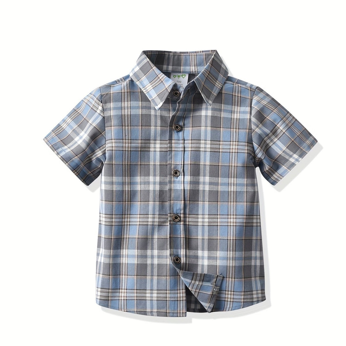 Toddler Boys Plaid Graphic Button Short Sleeve Shirt