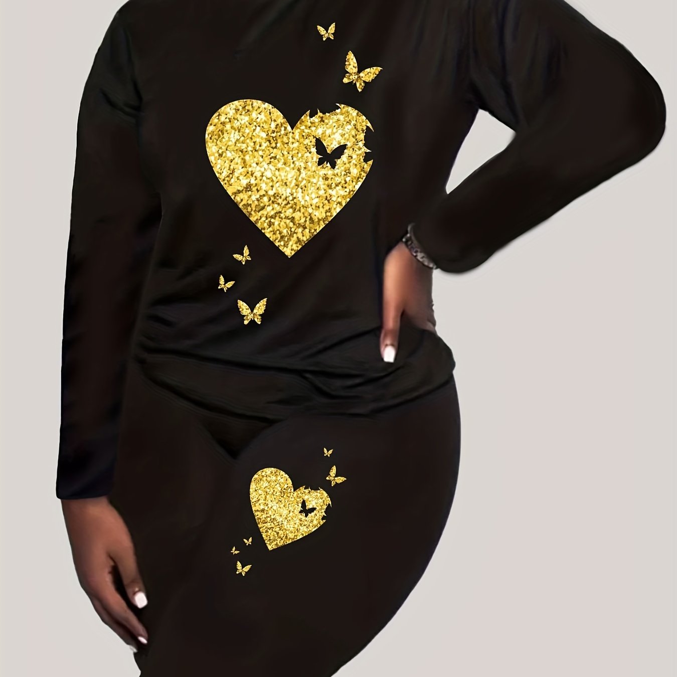  Heart & Butterfly Print 2 Piece Set