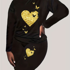  Heart & Butterfly Print 2 Piece Set