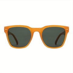 OUWEN Small Square Polarized Sunglasses Men Retro Sun Glasses UV400 Orange
