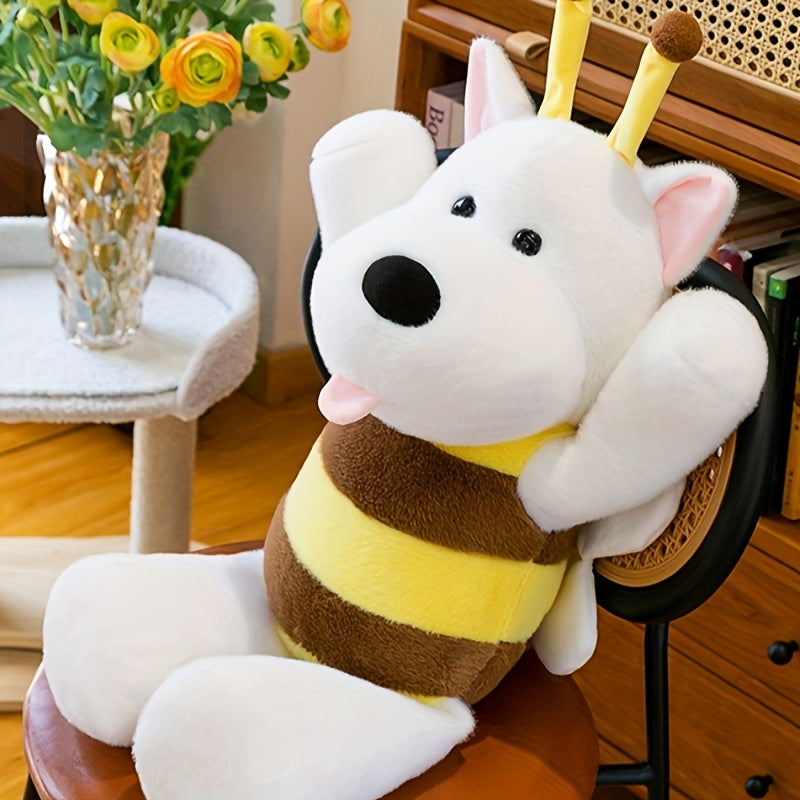Soft Yellow Plush Puppy Toy with Expressive Eyes - Perfect for Gifts