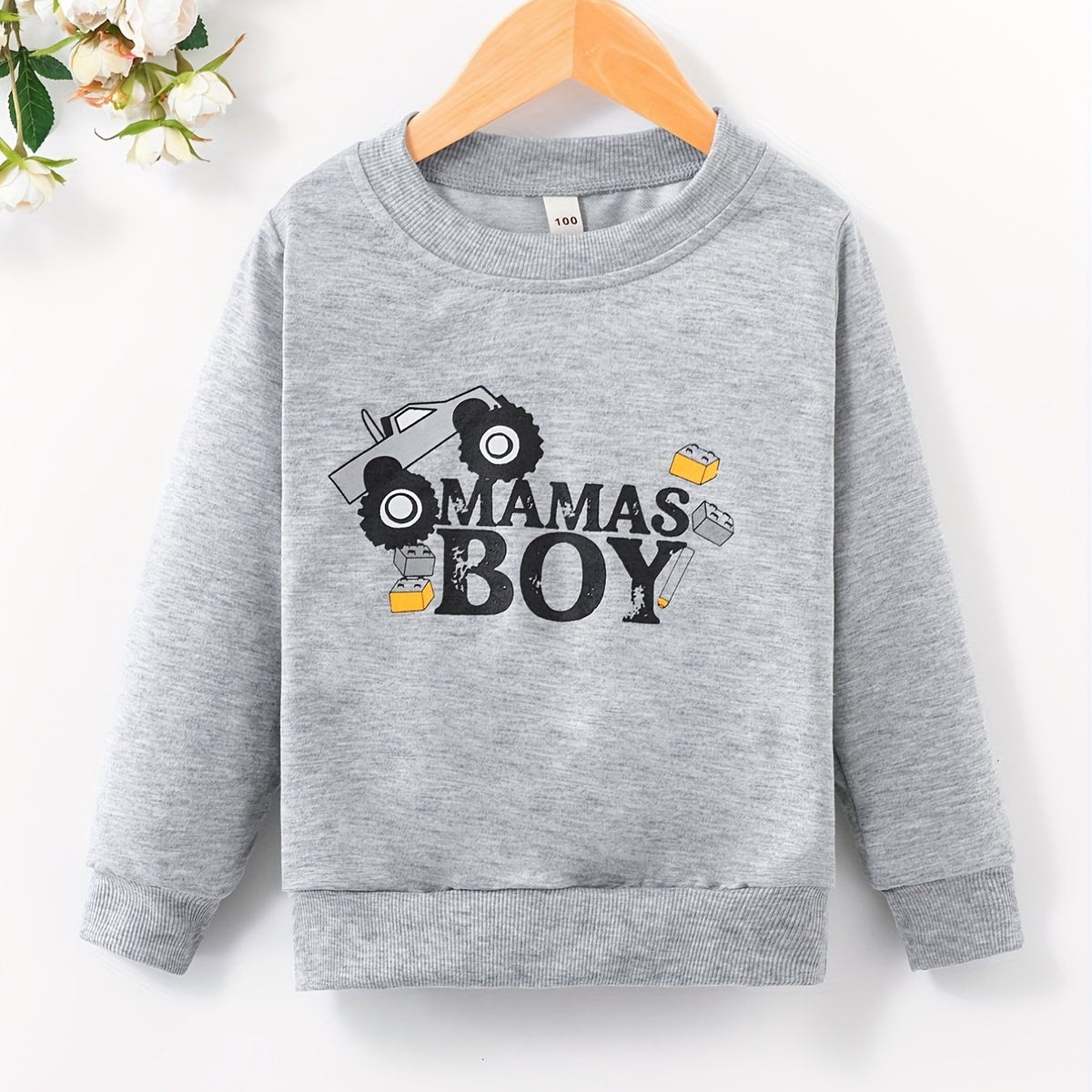 Boy's Mams Boy Print Sweatshirt Casual Slightly Stretch Breathable Sweatshirt
