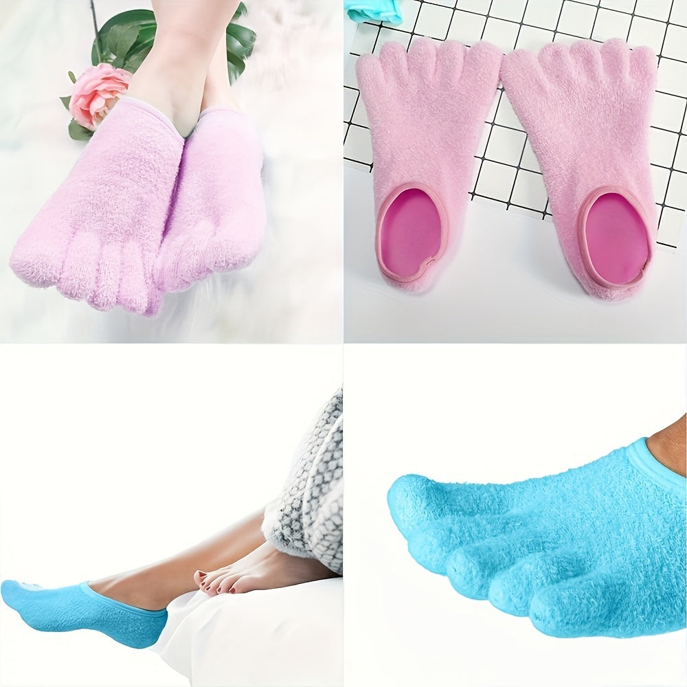 Fuzzy Toe Socks 5 Pairs Moisturizing Crew Socks Women's Stockings & Hosiery