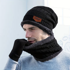 3pcs Unisex Winter Beanie Gloves Scarf Set Warm Touch Screen Retro