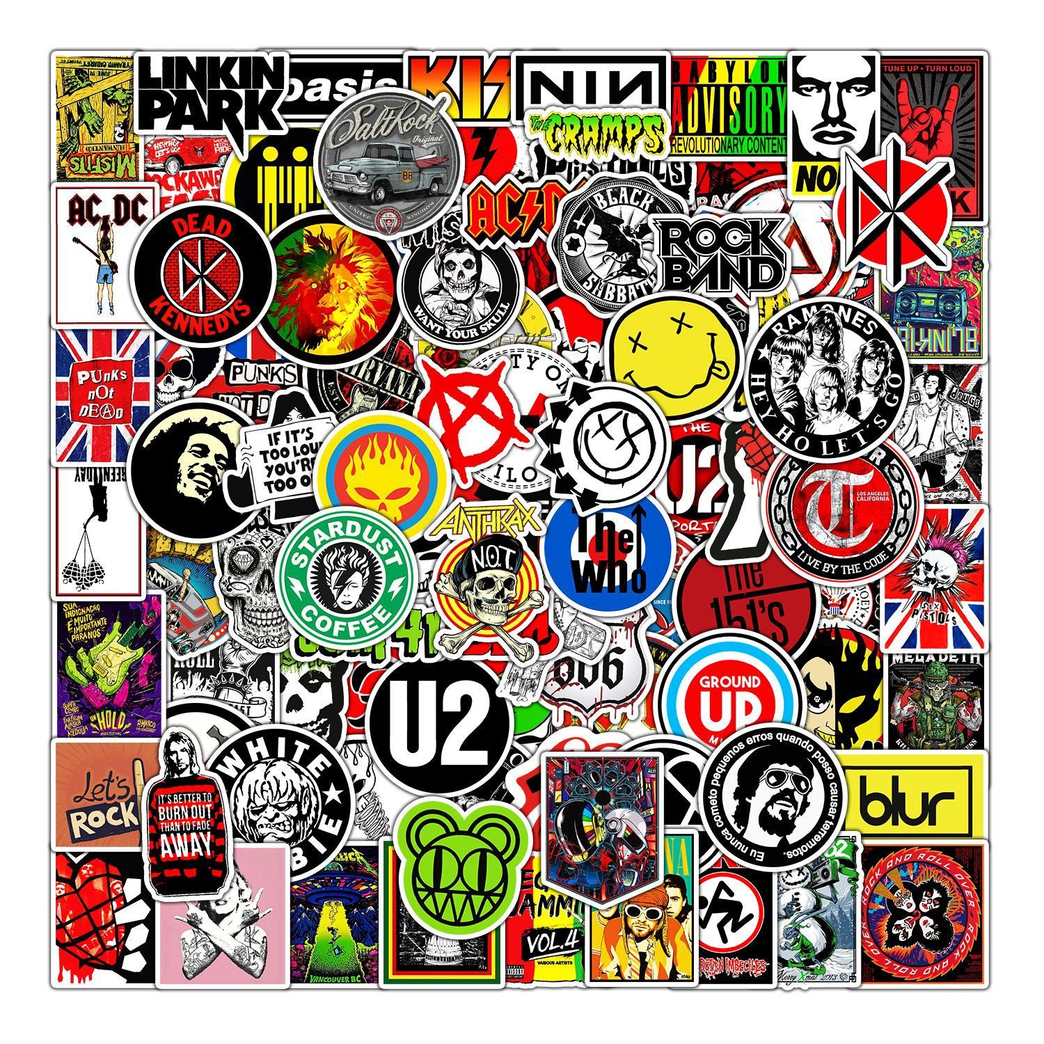 100Pcs Music Themed Waterproof Stickers for Adults & Teens