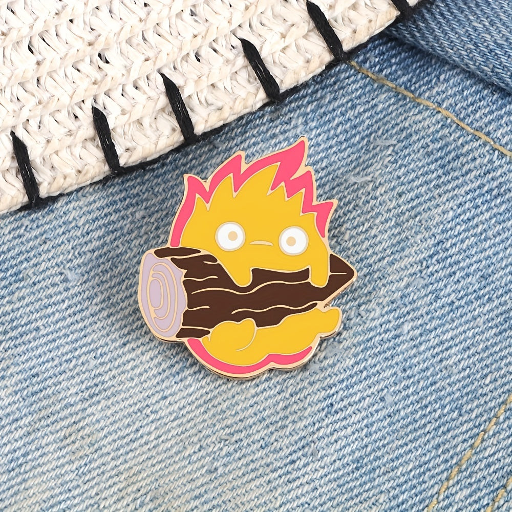 Fire Demon Enamel Brooch Magic Fire Elf Firewood Anime Stuff Badges