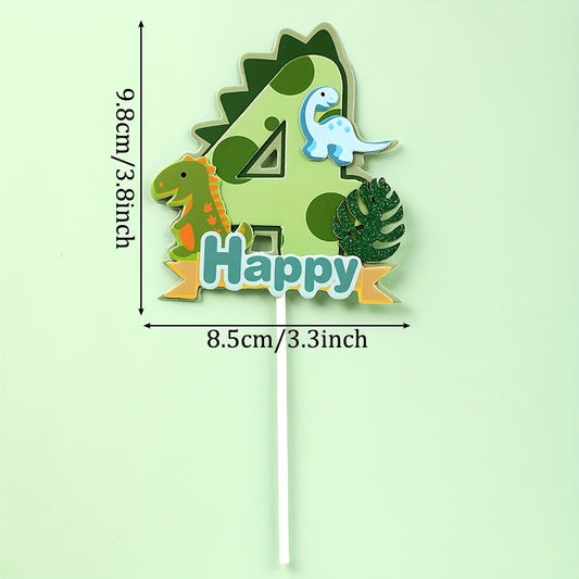 Green Dinosaur Cake Topper for Kids' Birthdays