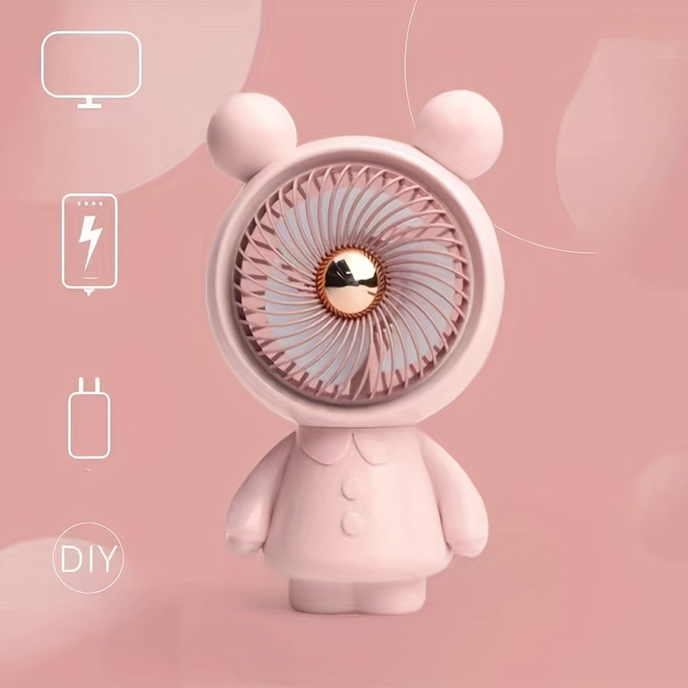 Summer Mini Strong Power Fan Durable Cartoon Handheld Small Fan