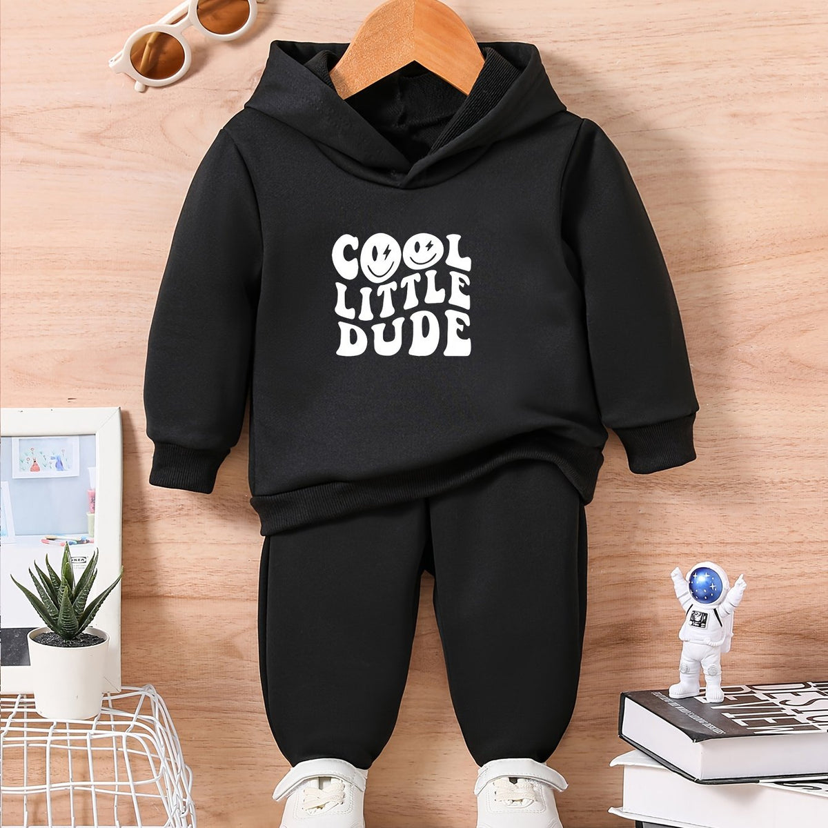 Baby Ltr Print Casual Outfit Hoodie Trousers Set LITTLE DUDE
