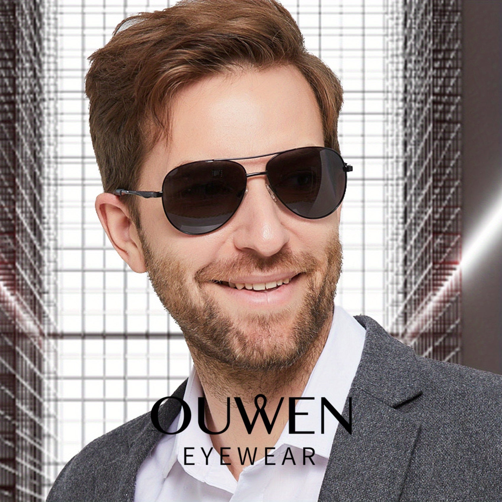 OUWEN Classic Aviator Sports Sunglasses For Men Metal Frame UV Protection