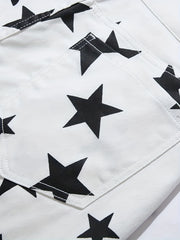 Men's Star Pattern Denim Shorts - Casual Street Style