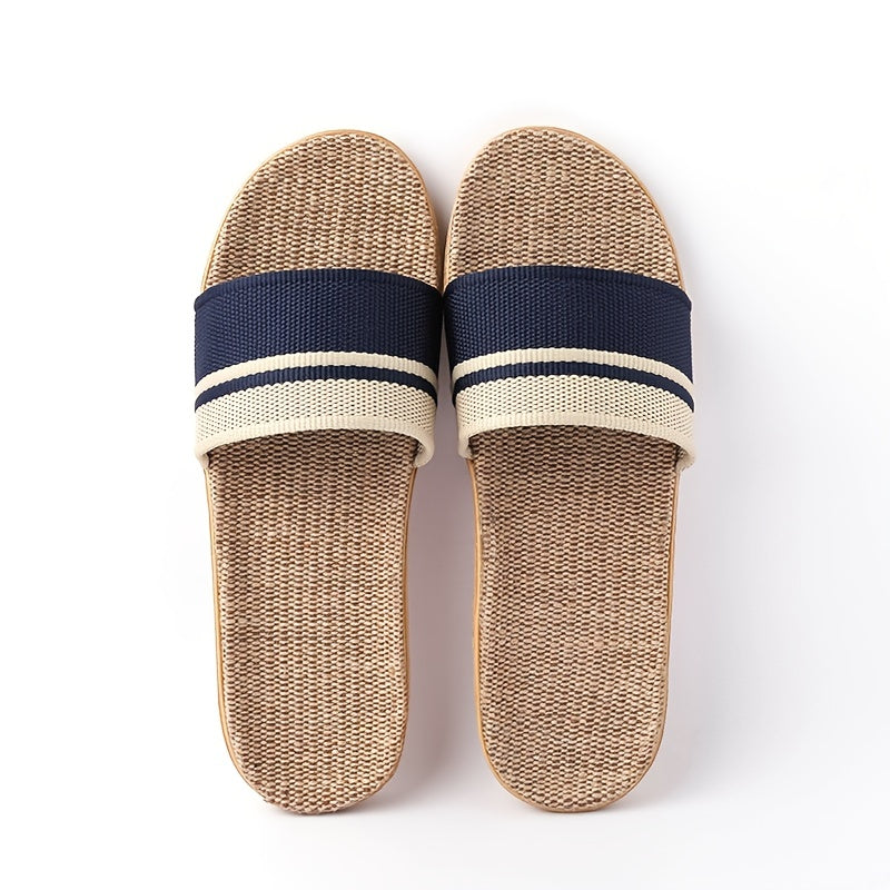 Men's Linen Open Toe Slippers Lightweight Indoor Outdoor