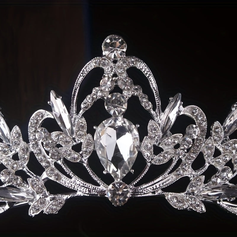 Baroque Style Rhinestone Crown Headband for Wedding