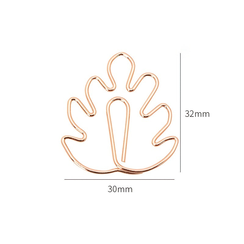 30 Monstera Shape Paper Clips Rose Tropical Leaf Bookmark Clips