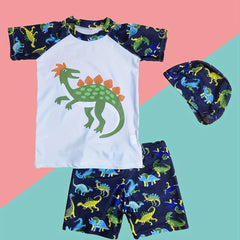 Boys Dinosaur Print 3pcs Swimsuit Set