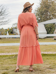  Solid Short Sleeve Maxi Dress