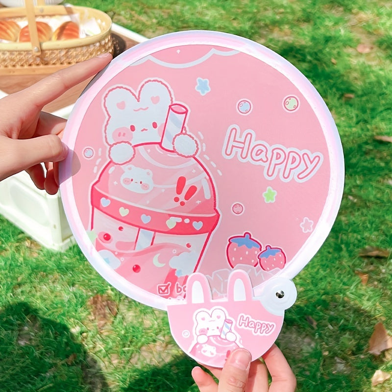 Kids Cartoon Round Fan Mini Cloth Pocket Fan Portable Fan