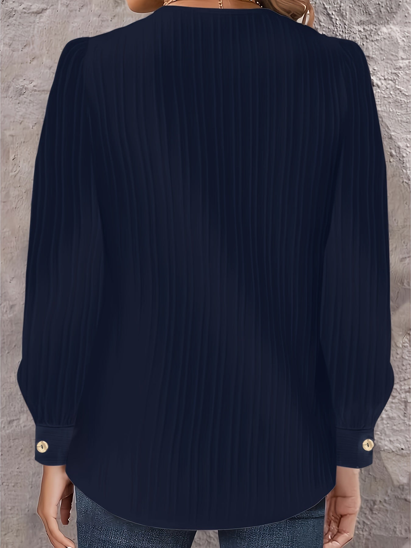  Casual Blouse Women's Plus Solid Ribbed Lantern Sleeve Top