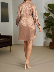  Sexy Leopard Print Satin Shirt Dress