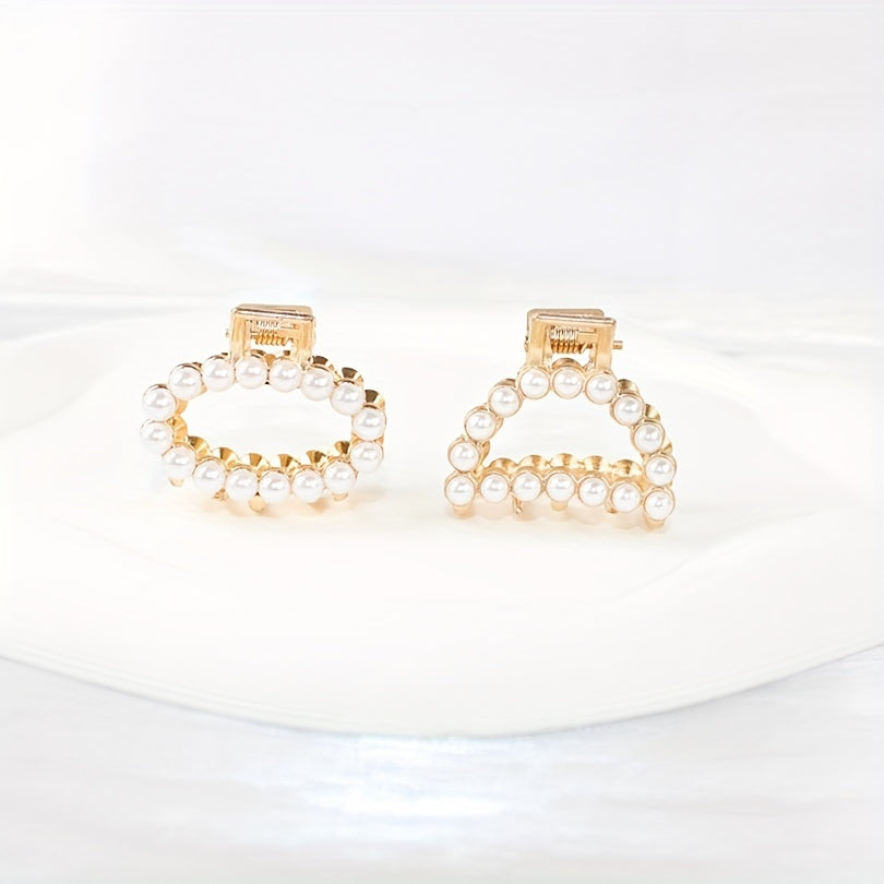 Faux Pearl Hollow Hair Claw Side Clip Set Women Hair Accessories