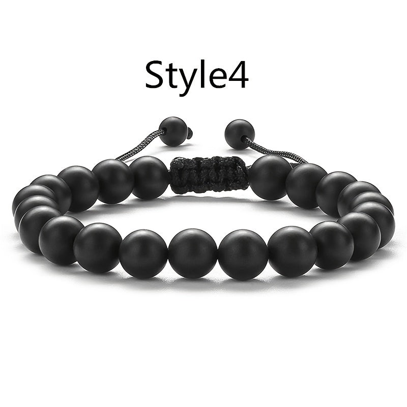 1PC Braided Rope Tiger Eye Stone Bracelet Men Women Matte Agate Bangle