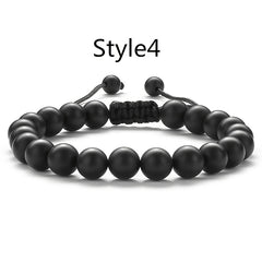1PC Braided Rope Tiger Eye Stone Bracelet Men Women Matte Agate Bangle